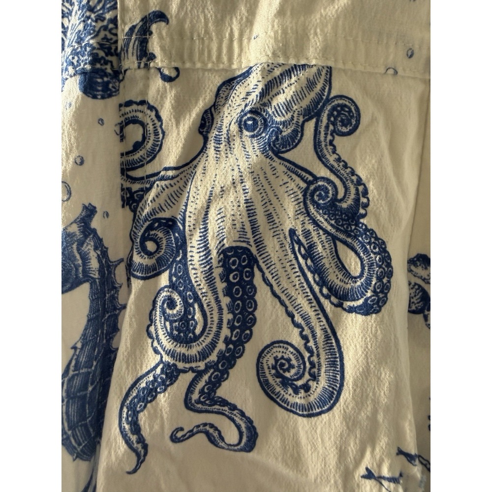Avec Les Filles Blue White Mermaid Toile Linen Blend Midi Dress Size 8 NWT - Picture 9 of 16